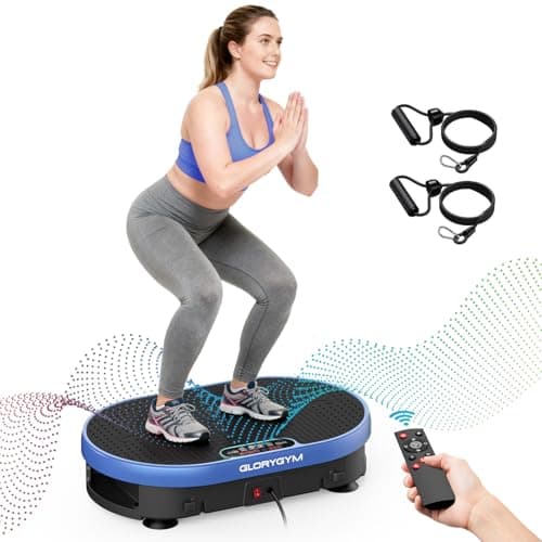Vibration Plate Exercise Machine for Lymphatic Drainage & Weight Loss, Shake Plate with Resistance Bands, 120 Speed Levels, Remote Control, Full Body Workout, Compact Home Gym Equipment