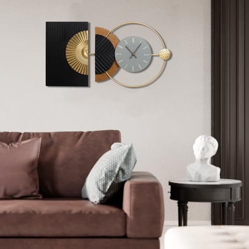 Tiuposr 30x18 Inch Decorative Wall Clock Contemporary Asymmetric – Silent Battery Operated Large Clocks for Living Room, Kitchen, Bedroom, Home Decor - Thumbnail 3