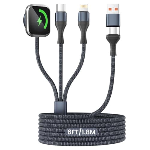 Multi Charger Cable for iWatch Charger, 3-in-2 USB A/C Cord 6FT for iPhone