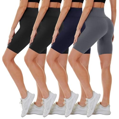 CAMPSNAIL 4 Pack Biker Shorts for Women High Waist - 5"/8" Tummy Control Soft Athletic Yoga Workout Running Gym Shorts - Image 1