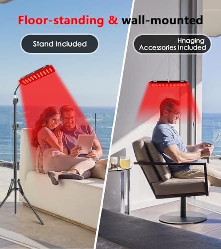 Red Light Therapy Lamp, Infrared Light Therapy with Stand - 660nm Redlight and 850nm Near Infrared Light Device for Body Pain Relief Skin Care - Thumbnail 6