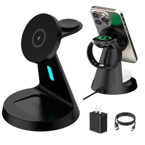 Wireless Charger Compatible with Mag-Safe,3 in 1 Charging Station for iPhone17/16/15/14/13/12 Series, Apple Watch,AirPods,15W Fast Charging (USB-C Adapter Included) - Image 1