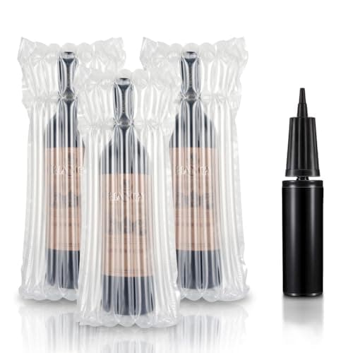 Wine Bottle Travel Protector Bags,LIVEBAY Inflatable Air Column Cushion Wine Protector Bags with Pump for Shipping, 100 Pack