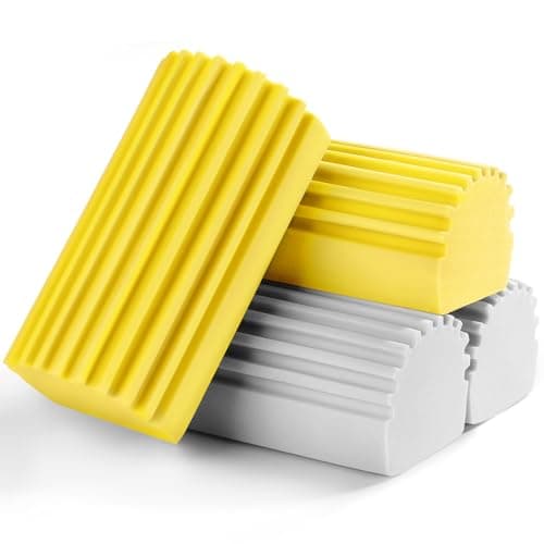 Jeymei 4-Pack Damp Clean Duster Sponge, Sponge Cleaning Brush, Duster for Cleaning Blinds, Glass, Baseboards, Vents, Railings, Mirrors, Window Track Grooves and Faucets, Gray and Yellow - Image 1
