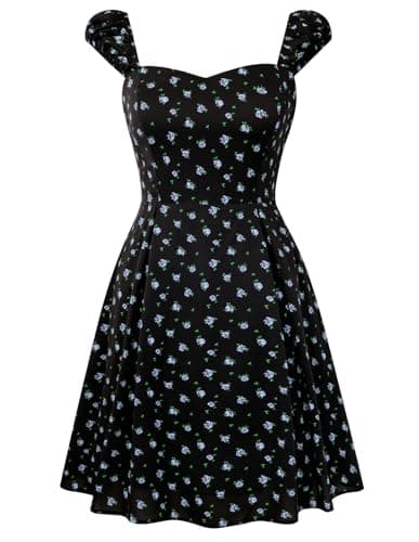 Belle Poque Women's Summer Mini Floral Dress 2026 Cap Sleeve Beach Short Sundresss Square Neck Cute Dress Floral XXLarge - Image 1