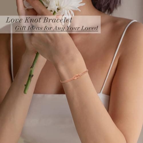 Sistble Valentines Day Gifts for Bonus Mom, Mom Birthday Gifts from Daughter Knot Bracelets for Women Infinity Love Knot Matching Bracelets Rose Gold Jewelry Birthday Retirement Mothers Day Gift - Thumbnail 4