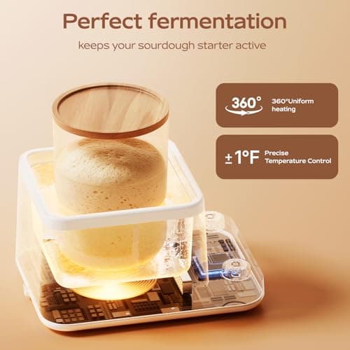 House Gem Sourdough Starter Warmer – Water Bath Uniform Warming, Precise 1°F Thermostat (70–104°F), 198H Timer, Fits Jars Up to 50oz, Sourdough Kit for Sourdough Home Baking & Consistent - Thumbnail 2