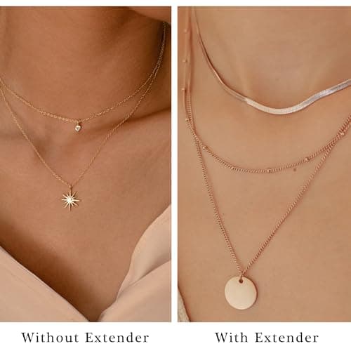 BAYLAY Necklace Extenders Silver - 4 Piece 18K Whited Gold Plated Necklace Extender Set for Women, Extensions 1", 2", 3", 4" Hypoallergenic in Silver Necklaces Extender - Thumbnail 3