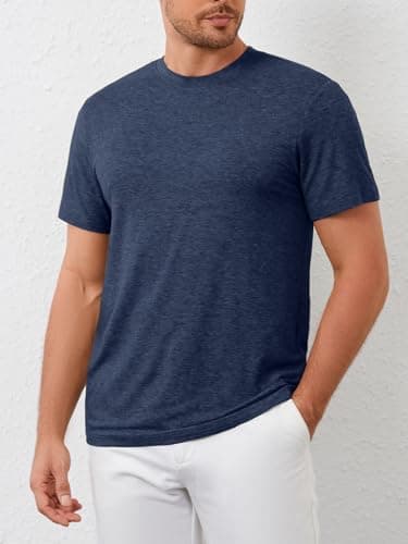ZDC Mens Short Sleeve Shirts Summer Casual Crew Neck T Shirts Classic Basic Tee Navy Blue - Thumbnail 4
