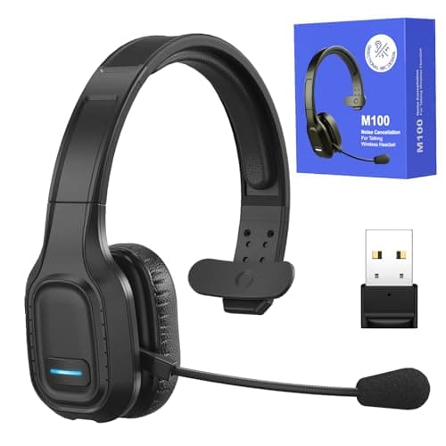 TURNRISE Trucker Bluetooth Headset with Dongle: AI Noise Canceling Wireless Headset with USB Dongle & 60Hrs Working Time & Mute Button, Headphones for Truck Drivers, Office, Call Center, Phone/PC - Image 1