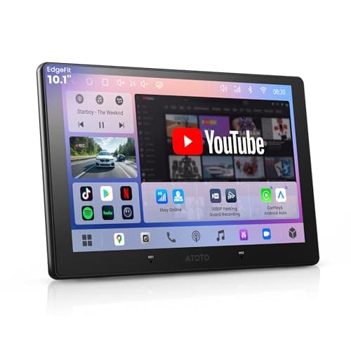 ATOTOOUT A7 Double Din Car Stereo 10.1" QLED w/Android Auto & CarPlay, 4GB+64GB Android Stereo, 4G/Wi-Fi/USB & Dual BT, SPDIF/DSP/4V RCA, AI, GPS & Parking Monitor, LRV, HDMI-in/Out, A7G211PKL