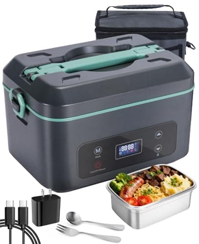 AIZOCO Cordless Electric Lunch Box for Adults, Heated Lunch Box Battery Powered with 5 Side Heating, Portable Food Warmer with 5.5 Cups Removable Container, Self-Heating Food Warmer for Work,GreyGreen - Image 1