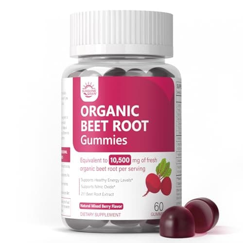 Nitric Oxide Organic Beet Root Beetroot Gummies 10500mg 21:1 Extract with Grape Seed & Black Pepper for Absorption – Supports Circulation, Heart & Energy – Sugar Free, Vegan, Non-GMO丨60 Gummies - Image 1