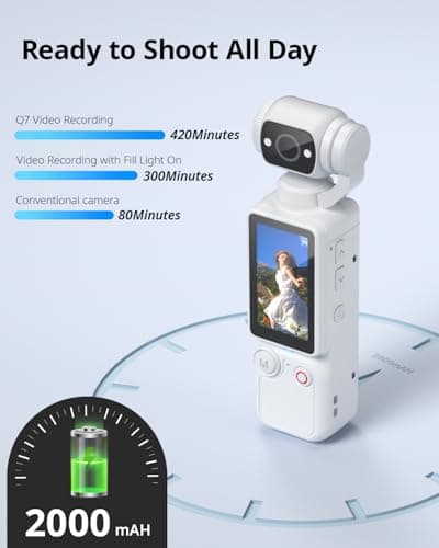 W & O Portable 2.5K Video Recorder with 180° Rotating Lens, Vlogging Camera,Pocket Body Camera with Audio & Video Recording, 7Hour Power, Handheld POV Cameras with 32GB Card（White - Thumbnail 4