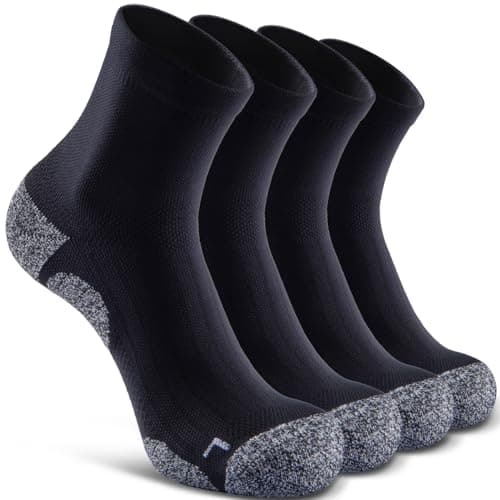 SITOISBE Quarter Compression Socks for Men Women, Cushioned Running Hiking Socks, X-Large, Black (4 Pairs) - Image 1