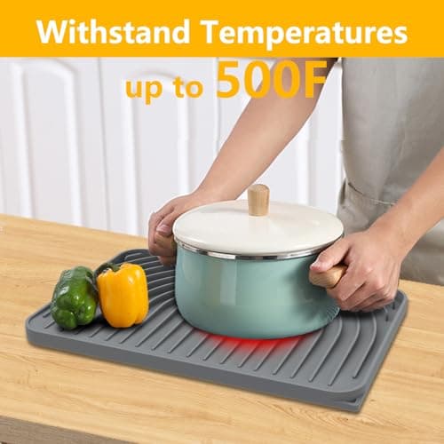 Silicone Drying Mat for Kitchen Counter , Dish Drying Rack Matt with Built in Drain, Small Dry Mats for Dishes Drying Pad for Kitchen Counter (14.6×11inch, gray) - Thumbnail 6