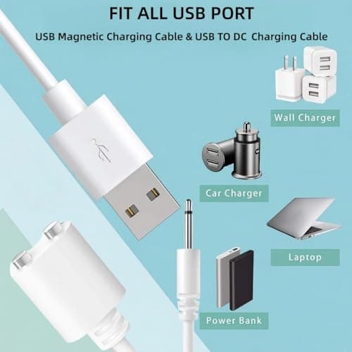 Rlissfiose 2Pack 2.65ft (80cm) USB-A 7MM Magnetic Replacement Charger Cable &18MM DC Charging Port (2.5MM) Set to Magnetic&DC Cord for Rose Charger Toys,Massagers, Cleansers Electronics - Thumbnail 2