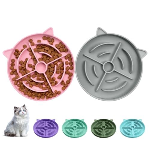 YINEYA 2 Pcs Silicone Slow Feeder Cat Bowl, Cat Slow Feeder for Food Training, Interactive Puzzle Bowls for Puppy, Kitten Dishes to Prevent Overeating, Treat Toys Suitable for Dry and Wet Food - Image 1