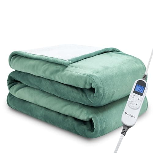 Thermylux Electric Blanket Full 72"x84" Heated Electric Blankets 10 Heating Levels 12 Time Settings 8 Hours Auto Off Fast Heating and Overheat Protection ETL Certified Machine Washable,Green - Image 1