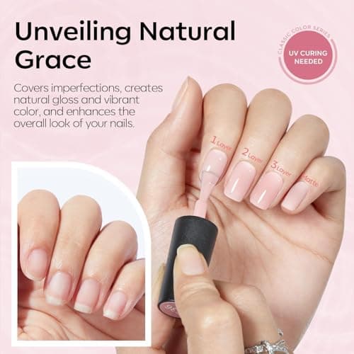 modelones French Tip Gel Nail Polish Set 2 Pcs 15ml Black and Milky Pink French Manicure Kit Sheer Pink Soak Off U V LED Jelly Base Color Gel Polish Nail Art Home DIY Gift for Women - Thumbnail 4