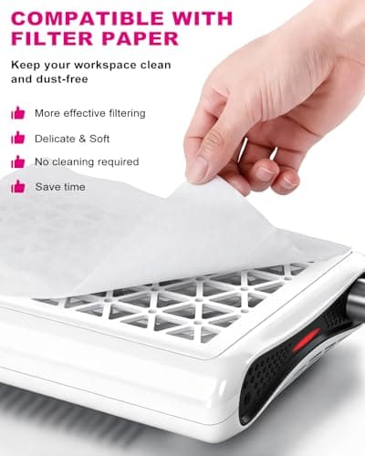 HACITECH Nail Dust Collector | 1600PA Strong Suction, 10-Level Adjustable Speed, 30 Filter Paper Included | Salon & Home Dust Collector Nail Tech - Thumbnail 5