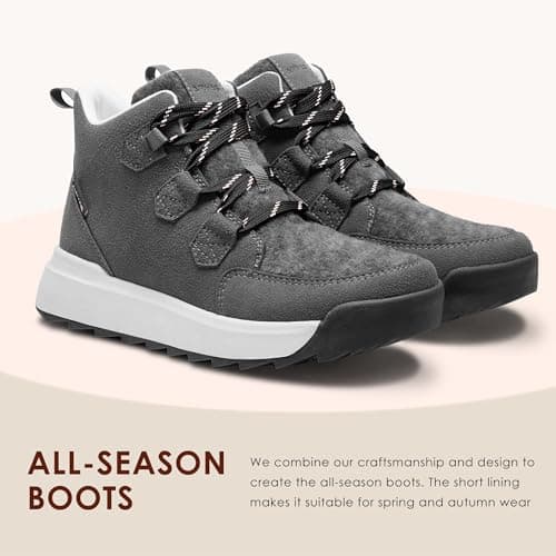 AIRHAS Women's Winter Warm Snow Boots for Women Comfortable Water-Resistant Womens Ankle Boots Fashion Booties(dark_grey,8.5) - Thumbnail 6