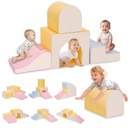 CAMELUS Large Climbing Toys for 1 Year Old, 4-Piece Toddler Climbing Toys Indoor, Soft Play Set Baby Foam Climbing Blocks for Toddlers, Climb Crawl Activity Play Set, Birthday - Image 1
