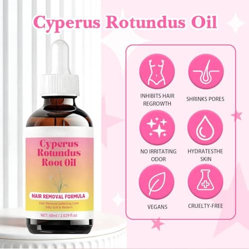 Cyperus Rotundus Root 0il | Cyperus Rotundus Oil for Hair Removal | Hair Reduction | Moisturizes & Soothes The Skin | Suitable for All Skin Types,60ml (1) - Thumbnail 3