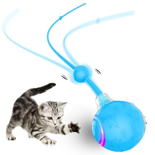 Interactive Cat Toys Ball for Indoor Cats Fast Rolling on Carpet, Chirping & Motion Activate Cat Toys, Slow/Nromal/Fast Mode, ON/Off Sound - Image 1