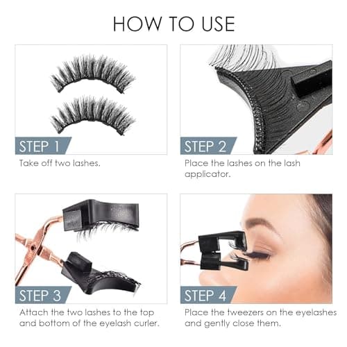 Magnetic Eyelashes, Waterproof Magnetic Eyelashes Kit - 4 Pairs Reusable, Natural False Lashes with No Glue or Eyeliner Needed, Ultra-Lightweight & Comfortable - Thumbnail 2