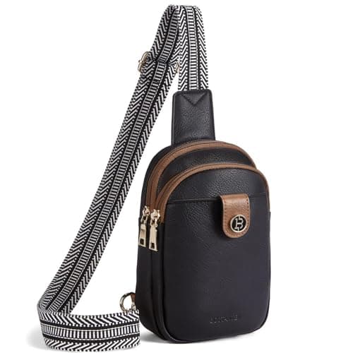 BOSTANTEN Small Sling Bag Crossbody Bags for Women Trendy Crossbody Purse Leather Chest Bag, Black - Image 1
