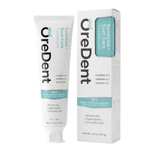 OreDent Fluoride Free 10% Nano-Hydroxyapatite Sensitivity + Gum Care Toothpaste, Probiotic Oral Care, Niacinamide, Enamel Support, Sensitivity Relief, Fresh Breath, SLS Free, Cool Mint Flavor, 4.2 oz - Image 1