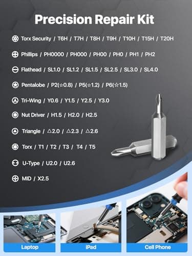 Wesdut 52in1 Small Precision Screwdriver Set with torx, Mini Screw Driver Set, Magnetic Repair Tool Kit for Phone, Computer, Laptop, PS4 PS5, Xbox, Switch, Eyeglasses, Watch, Electronic, Gifts for Men - Thumbnail 4