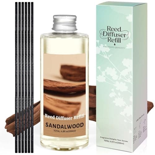 STRN Sandalwood Essential Oil Reed Diffuser Refill 200ml Long-Lasting Aromatherapy, Natural Fragrance Liquid with Eco-Friendly Bottle for Home, Bedroom, Spa - Image 1