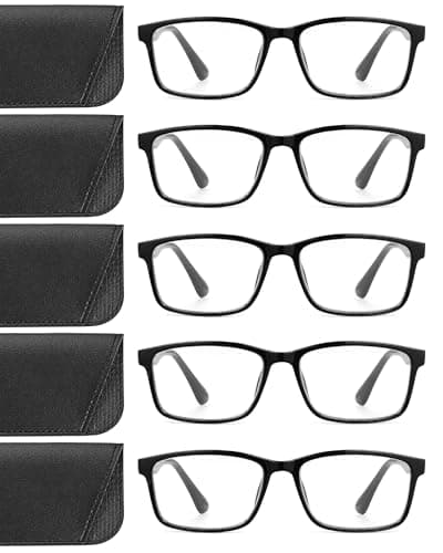 JOLISU Reading Glasses for Women, 5 Pack Black Blue Light Blocking Readers, Lightweight Cheaters Classic Eyeglasses with Spring Hinge(0.75) - Thumbnail 6