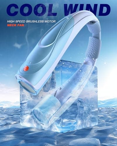 Tenvolti Portable Neck Fan - 6000mAh Rechargeable Personal Fan with 6 Speeds, 360° Cooling Surround Airflow, 20H Long Battery Life Hands-Free Wearable Fan for Outdoor Travel, Office, and Sports - Thumbnail 2