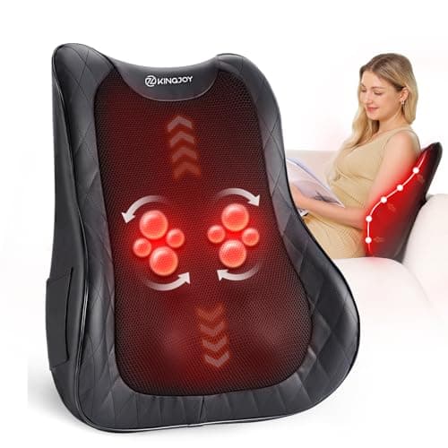 KINGJOY Back Massager for Pain Relief Deep Tissue, Full Back Massager with Heat, 3D Kneading Massage Pillow with 3 Intensities for Back, Neck, Shoulder, Spot Massage, Gifts for Women Man - Image 1