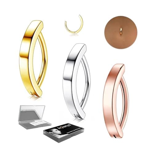 Koariya 14G Belly Button Ring Travel: 3-Color Rose/Gold/Silver Belly Rings - Surgical Steel with Mirror Travel Case & 4 Pads - Thumbnail 2