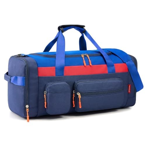WOOMADA Kids Travel Bag with Shoe & Wet Pockets, Carry On Duffle Bag for Overnight Trips, Sports, School(navy blue) - Image 1