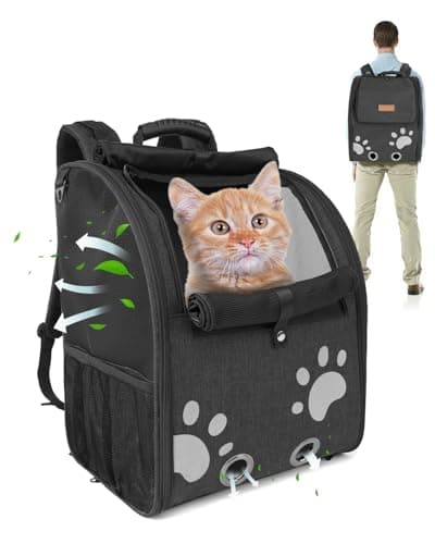 MOYSOON Cat Carrier Backpacks for Kitty Small Dog up to 15 lbs, Lightweight and Foldable Dog Backpack Carrier with Breathable mesh for Travel, Walking, Hiking, Camping and Vet (Black) - Image 1