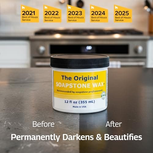 The Original Soapstone Wax | Food-Safe Natural Wax for Soapstone Countertops – Enhances & Darkens Stone, Long-Lasting Protection (12oz) - Thumbnail 2