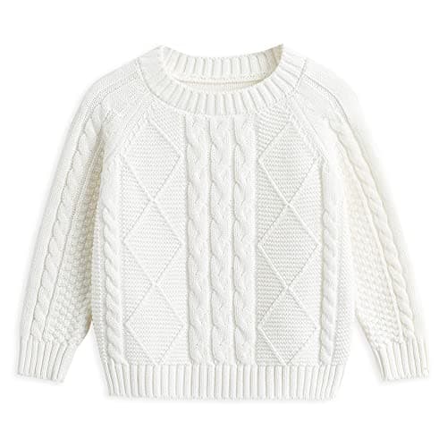 Curipeer Baby Boys' Girls' Cable Knit Sweater Long Sleeve Solid Pullover Toddler Crew Neck Fall 12-18M - Image 1