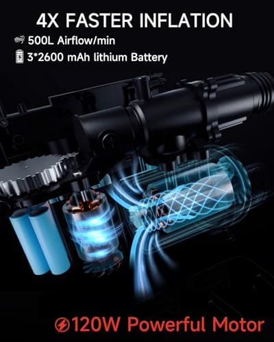 Paddle Board Pump 10 Pump Modes SUP Pump 500L Airflow/min Tire Inflator Portable Air Compressor 4X Speeds Electric Air Pump Suitable All Model Tires, Tents, SUP, Air Mattess, Kayak - Thumbnail 6