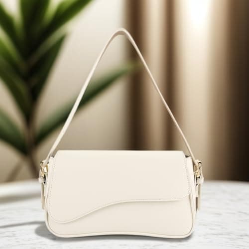 Barabum Shoulder Bag for Women,Y2K Trendy Purse Vegan Leather Hobo Handbags,Clutch Saddle Bag with 2 Removable Straps (White) - Thumbnail 3