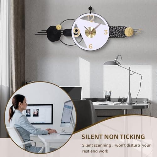 AXAORIRA 51x21 Inches Large Modern Wall Clock, Non-Ticking Quartz Decorative Analog Clocks Battery Operated for Living Room, Bedroom, Hallway - A Stylish and Practical Gift for Family and Friends - Thumbnail 4