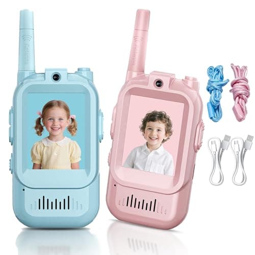 Video Walkie Talkies Gift Toys for Age 3-12 Boys Girls，Kids Walkie Talkie with Screen，Voice Changer and 1000 Feet Long Range 2 Pack Rechargeable Walkie-Talkie for Indoor Play, Camping, Hiking, Game - Image 1