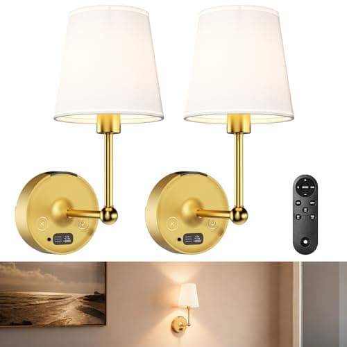 Lightbiz Battery Operated Wall Sconces Set of Two, Detachable Battery Wall Lights, 10000 mAh Battery and Remote, Rechargeable Sconces Wall Decor of 2 for Bedroom Living Room Hallway - Image 1