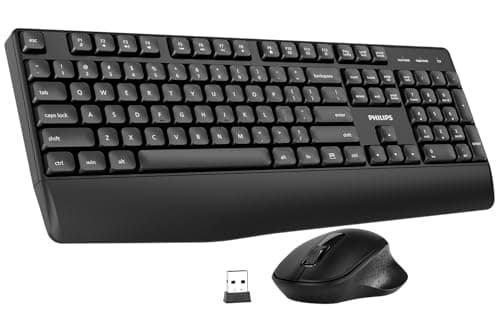 PHILIPS Wireless Keyboard and Mouse Combo-Ergonomic Keyboard and Mouse Wireless Combo,Plug n' Play,Sleep Mode and 2.4GHz Keyboard for Mac, Windows, Laptop-SPT6348 - Image 1