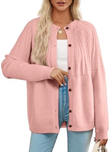 Dokotoo Cardigan Sweaters for Women Lightweight 2024 Fall Outfits Fashion Trendy Women's Open Front Business Casual Crewneck Crochet Knit Womens Cardigans Winter Sweaters - Image 1