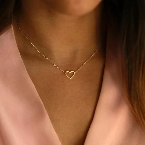 BAYLAY Heart Necklace for Women Girls, 18K Gold Plated Small Heart Necklace Gold Necklace for Women Trendy Teen Girl Gifts Trendy Stuff Gold Jewelry Christmas Valentines Gifts for Her Women Girls - Thumbnail 4